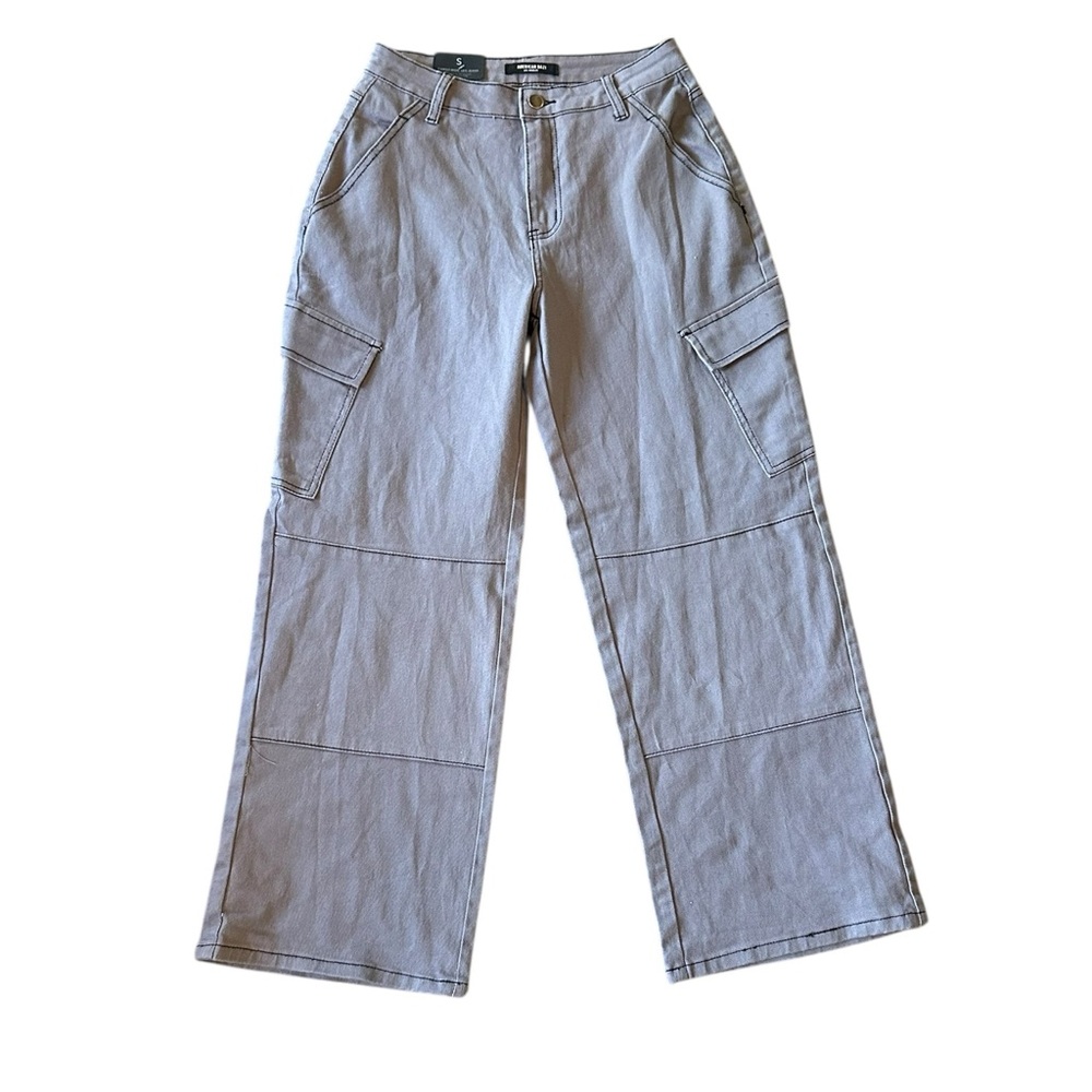 AMERICAN BAZI gray Cargo Wide Leg stretch jeans size Small (26) - NWT!